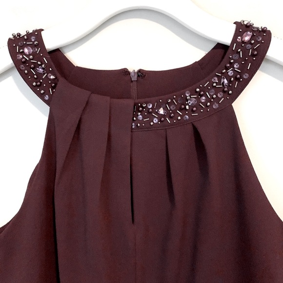 SLNY size 12 beaded halter neck sheath dress - Picture 8 of 16